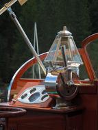 lamp on a red boat close up