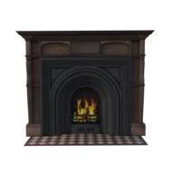 brown fireplace 3d drawing