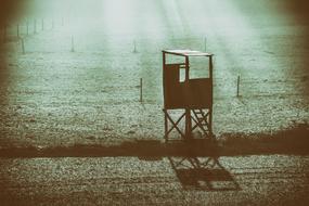 Hunting Seat on field, Gloomy landscape