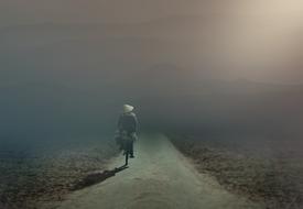 Cyclists Fog man