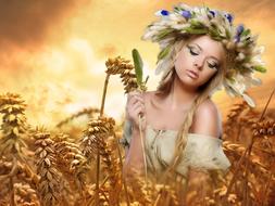 portrait of a girl in a wheat field
