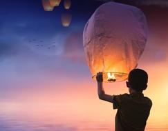 boy with Balloon Chinese Lanterns