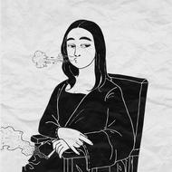 painted the Mona Lisa with a cigarette in her hand
