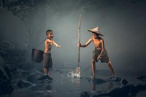 Children Fishing friends