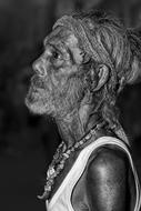 monochrome portrait of Thai Old Man