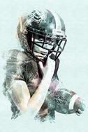 football player, girl in protection helmet, digital art