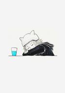 cold drink water sleep drawing