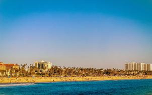 landscape of tropical beach at coastal city in Usa, california, santa monica