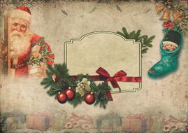 Vintage Greeting Christmas card with a picture of Santa Claus