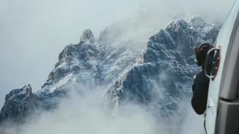picture of mountains from helicopter