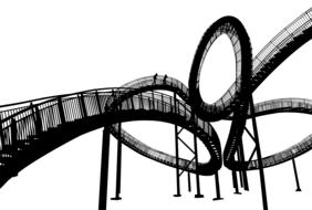 black image of a roller coaster on a white background