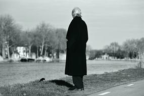 Monochrome photo of old Person Standing