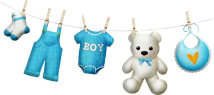 painted children's clothes and toys on a clothesline