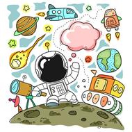 cute child space drawing