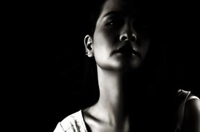 black and white portrait of an attractive woman