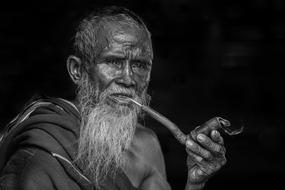 Portrait of Smoking Old People