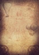 vintage background with inventions of leonardo da vinci