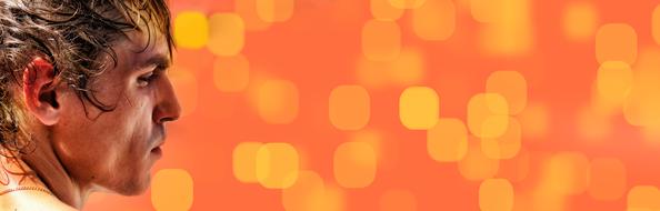 Young Man Face at orange background