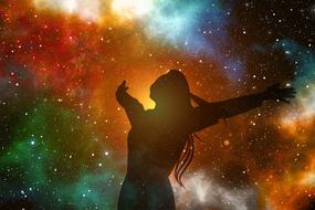clipart of universe stars and person silhouette