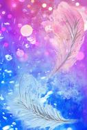 Beautiful and colorful abstract background with white feathers