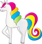 Colorful Rainbow Unicorn on white background