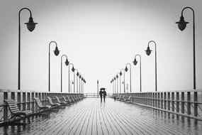 walk along the pier on a rainy day