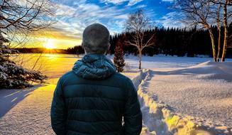 Winter Man sun Landscape