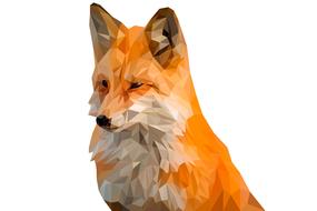 Beautiful and cute, orange and white low poly fox, clipart