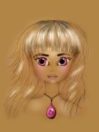 girl bangs violet eyes drawing