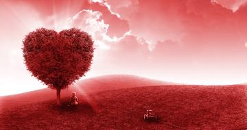 dream child tree heart red drawing