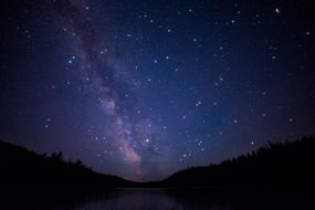 beautiful starry sky over Canada with the silhouette of the ground