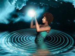 woman in mysterious water