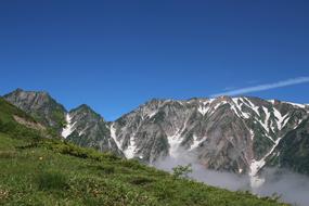 Mountain Climbing in Japan on a sunny day