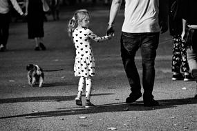 Monochrome photo of Little Girl and Father