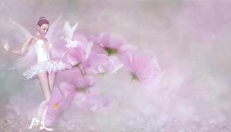 ballerina, dove and flowers as a fantasy