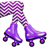 legs in rollers on purple illustration