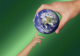globe in hands as symbolism