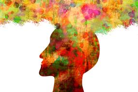 silhouette of male face from watercolor paint