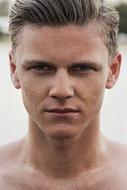 caucasian Man with Wet hair, Face portrait