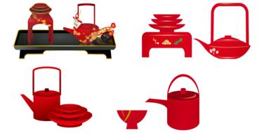 attributes for the tea ceremony as an illustration