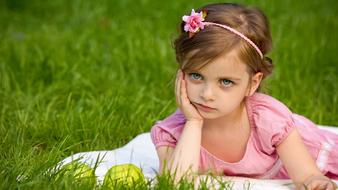 incredibly beautiful Girl Grass Nature