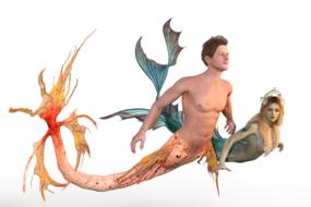 mermaid sea man drawing