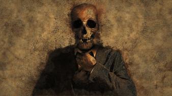ugly skull on male body, digital art