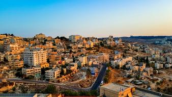 top view of City at Sunset in Jordan in Amman