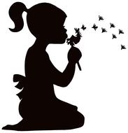 blowing child dandelions drawing