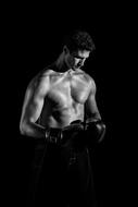 model in boxing gloves