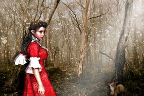 red girl forest fantasy