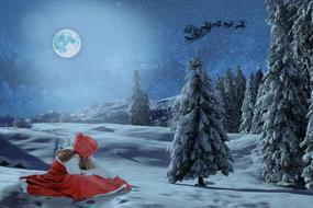 Girl Santa Claus Slide drawing