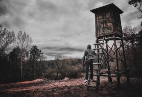 man in a dramatic landscape