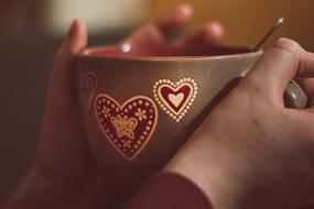 closeup picture of the Tea cup in a Hands